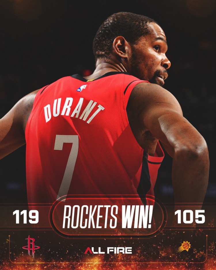 必一体育app-7连胜以7号为封面！火箭官方赢球海报封面人物——杜兰特